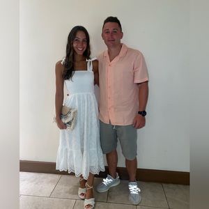 Pink lily white dress small